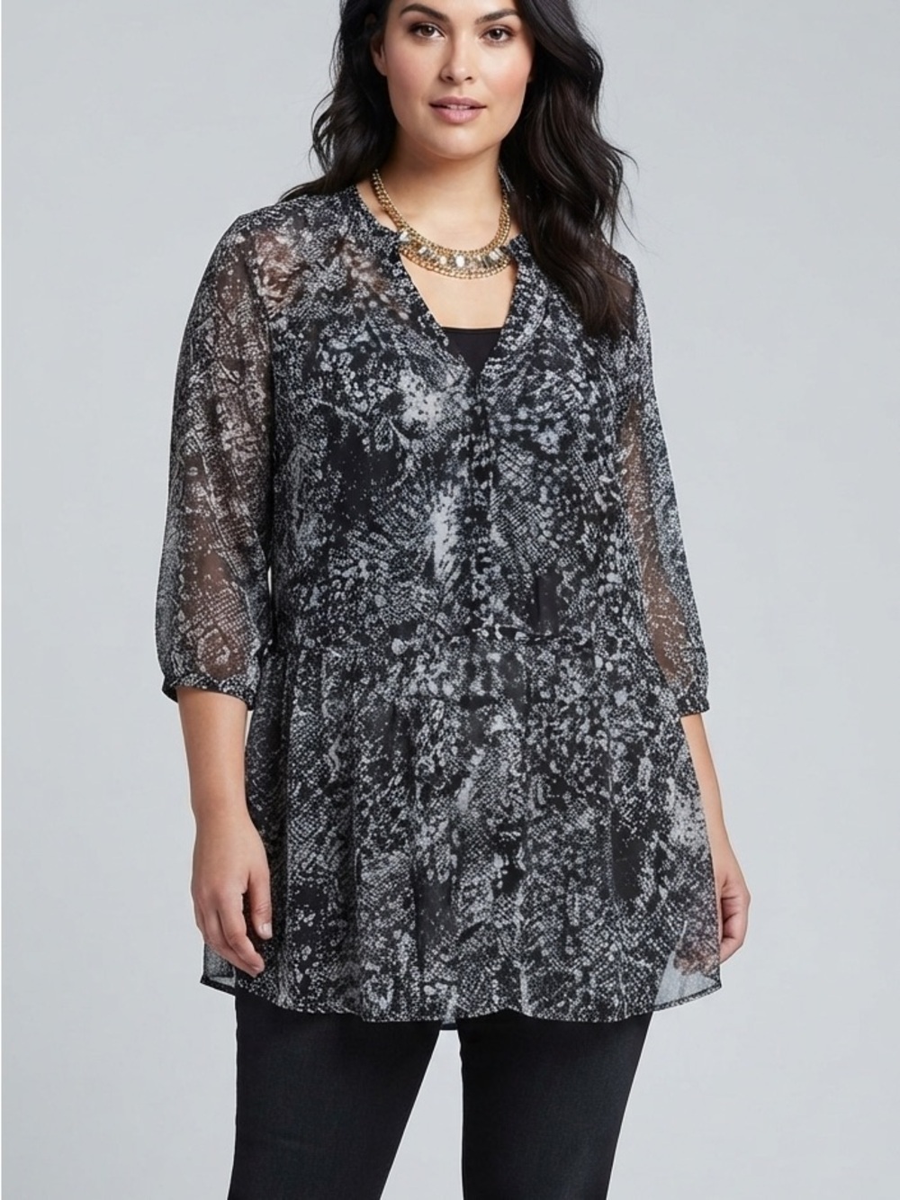 😍CLEARANCE - BLUECRUSH Black White Button Top Plus Size XL